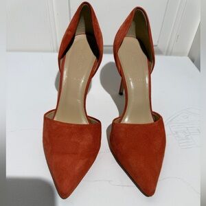 J. Crew Red Suede Pointed-Toe Heels